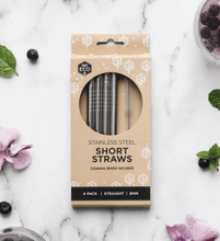 Reusable Stainless Steel Short Straight Straws - 4 Pack